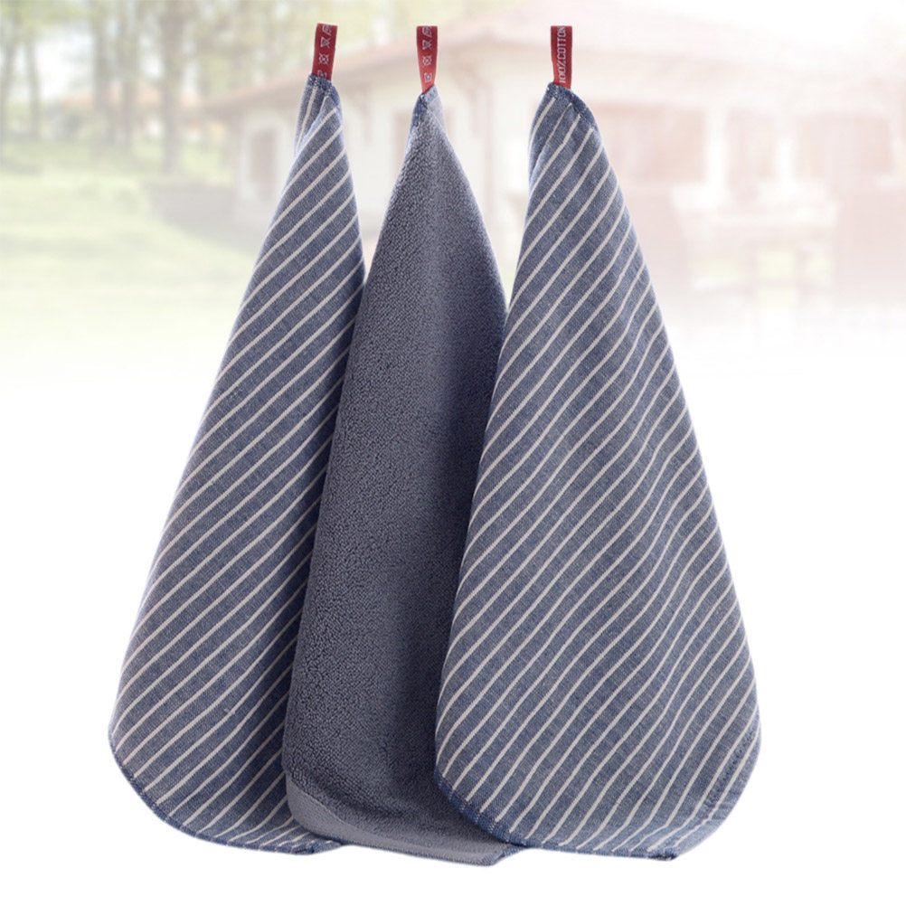 Home Textiles Pakistan - 3Pcs Thick Striped Cotton Towels Premium