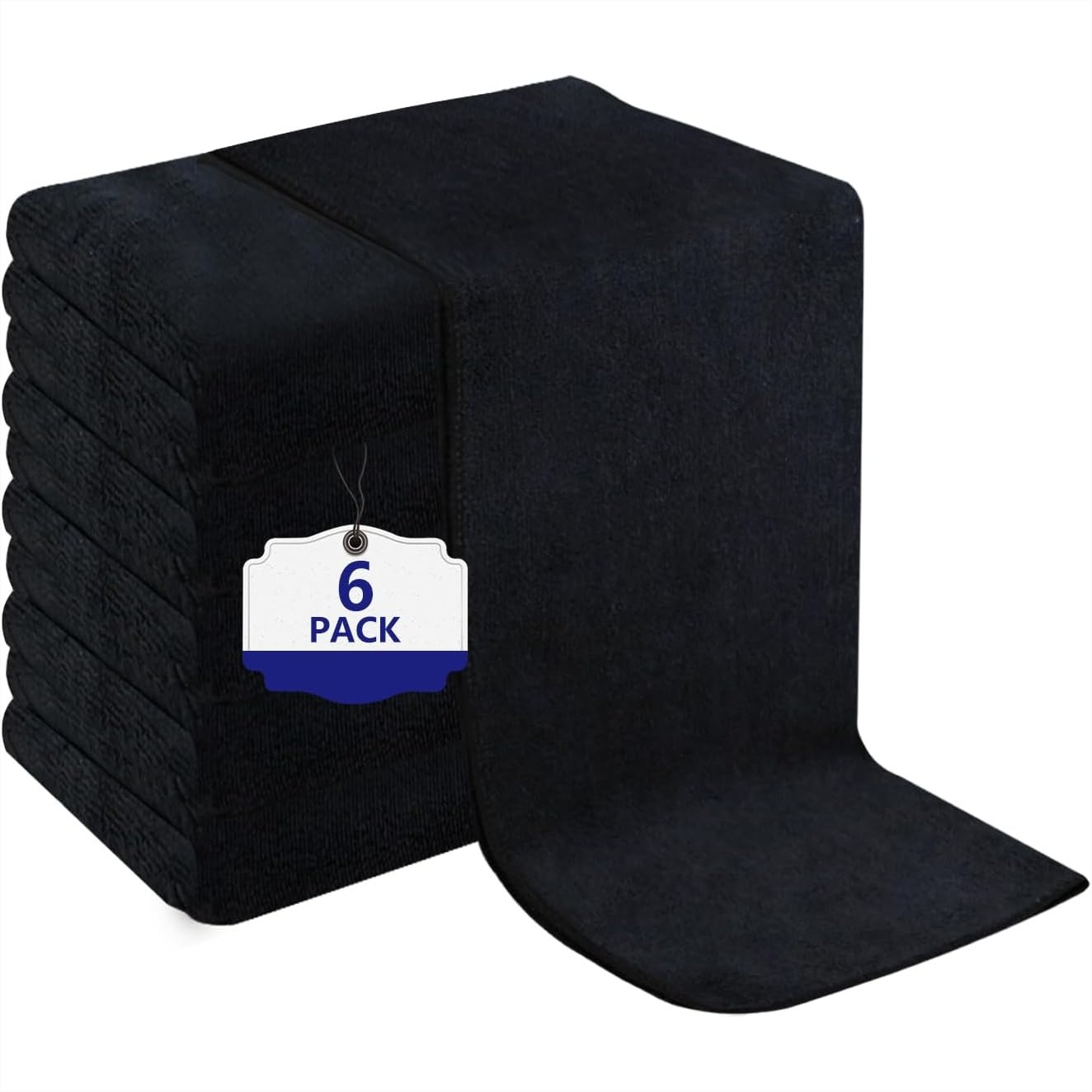 Home Textiles Images - 6 Pack Black Salon Towels Super