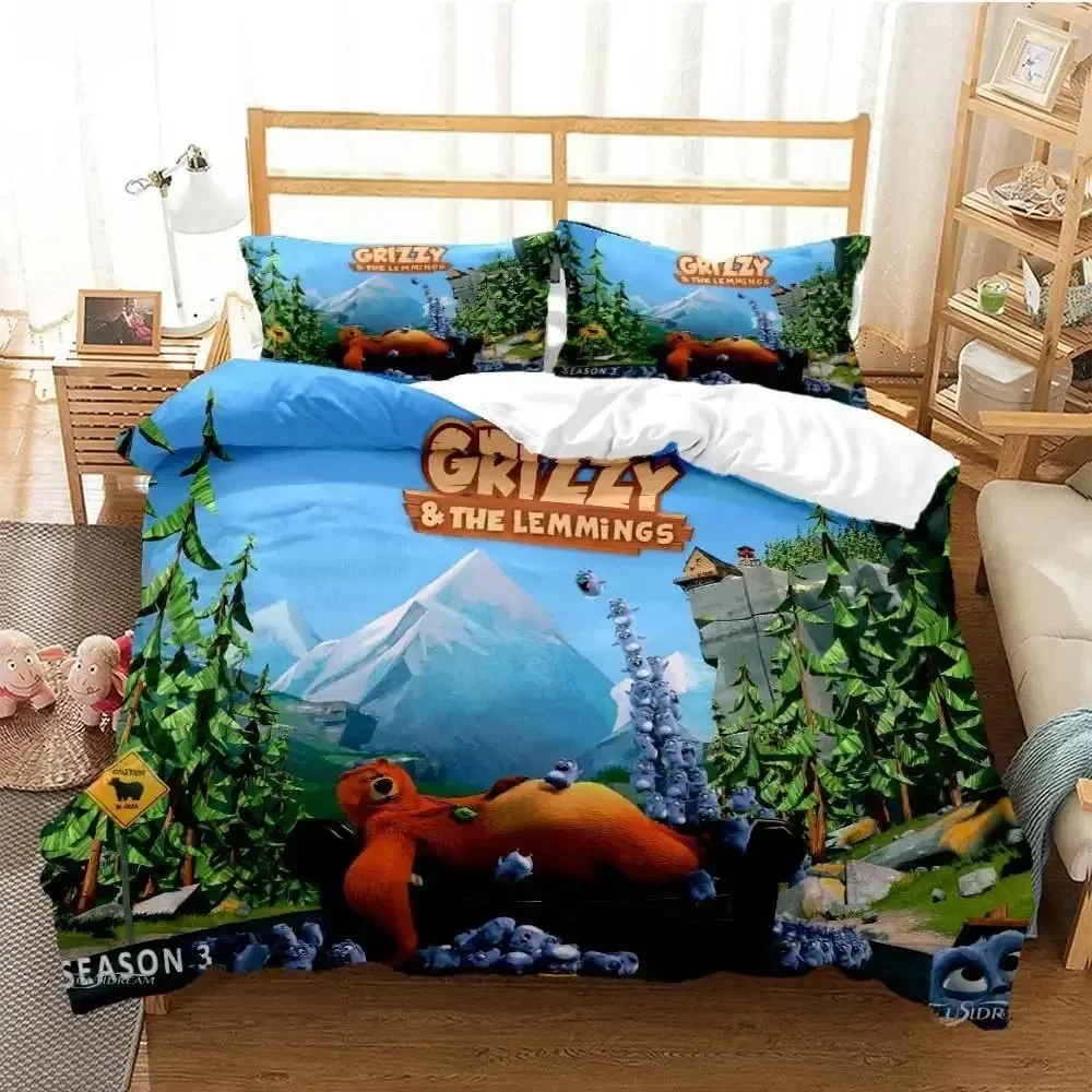Grizzly & The Lemmings Cartoon - Linen Duvet Cover ulasan dan harga