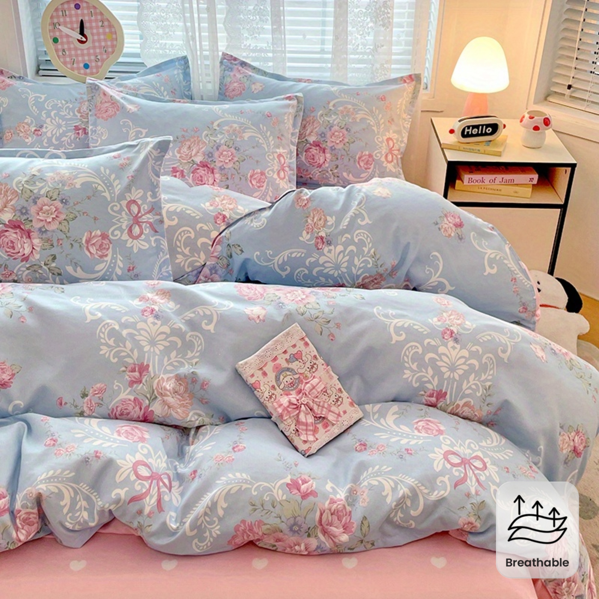 4pc Pastoral Bedding Set Soft  - Linen Duvet Cover ulasan dan harga