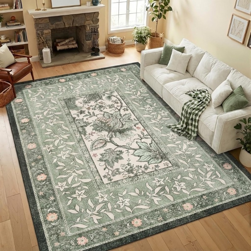 Retro Plant Print Carpet for L - Home Textiles Online ulasan dan harga